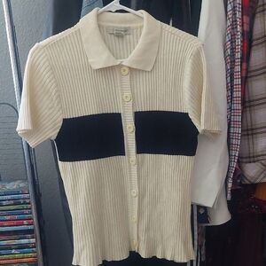 Vintage 90s Y2K Ribbed Knit Henley Sweater Shirt Casual XL